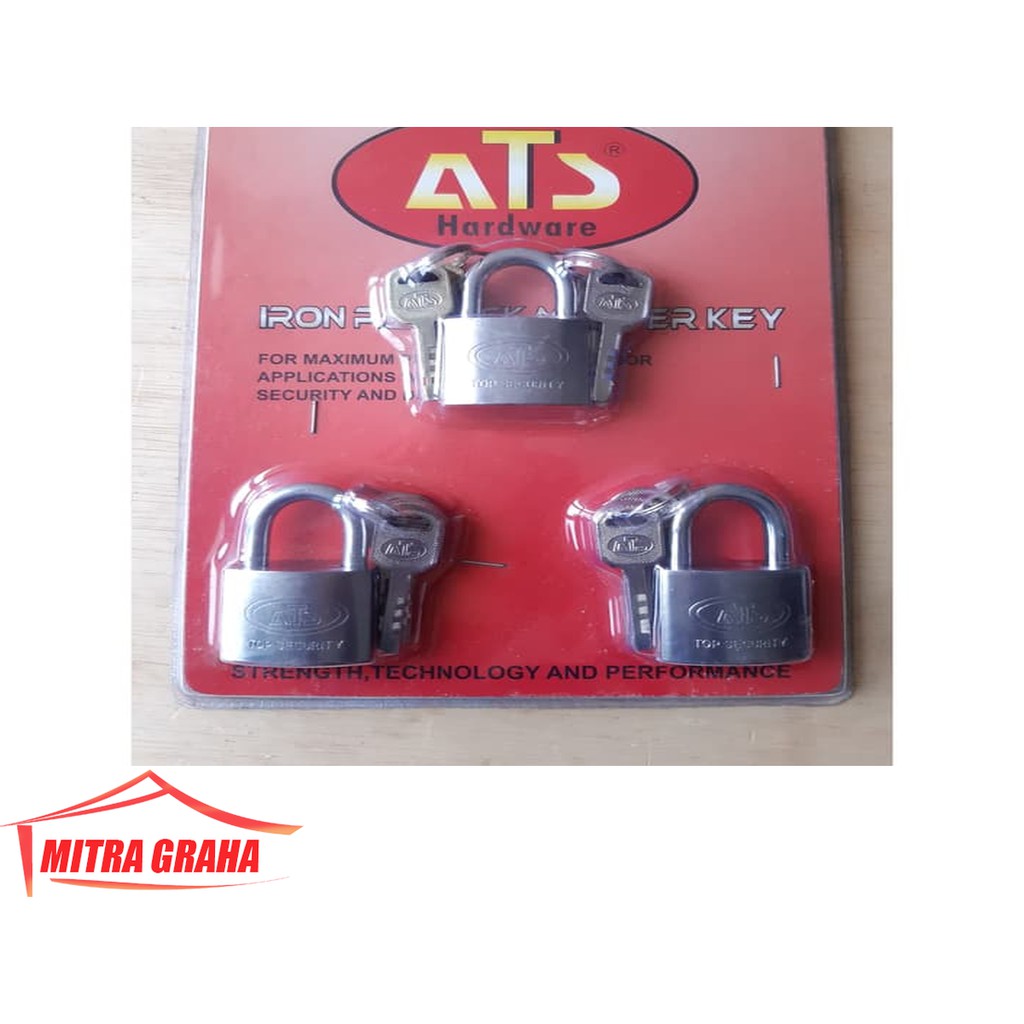 KUNCI gembok ATS 40 MM MASTER KEY 3 gembok 1 kunci RUKO GUDANG RUKO MGJ