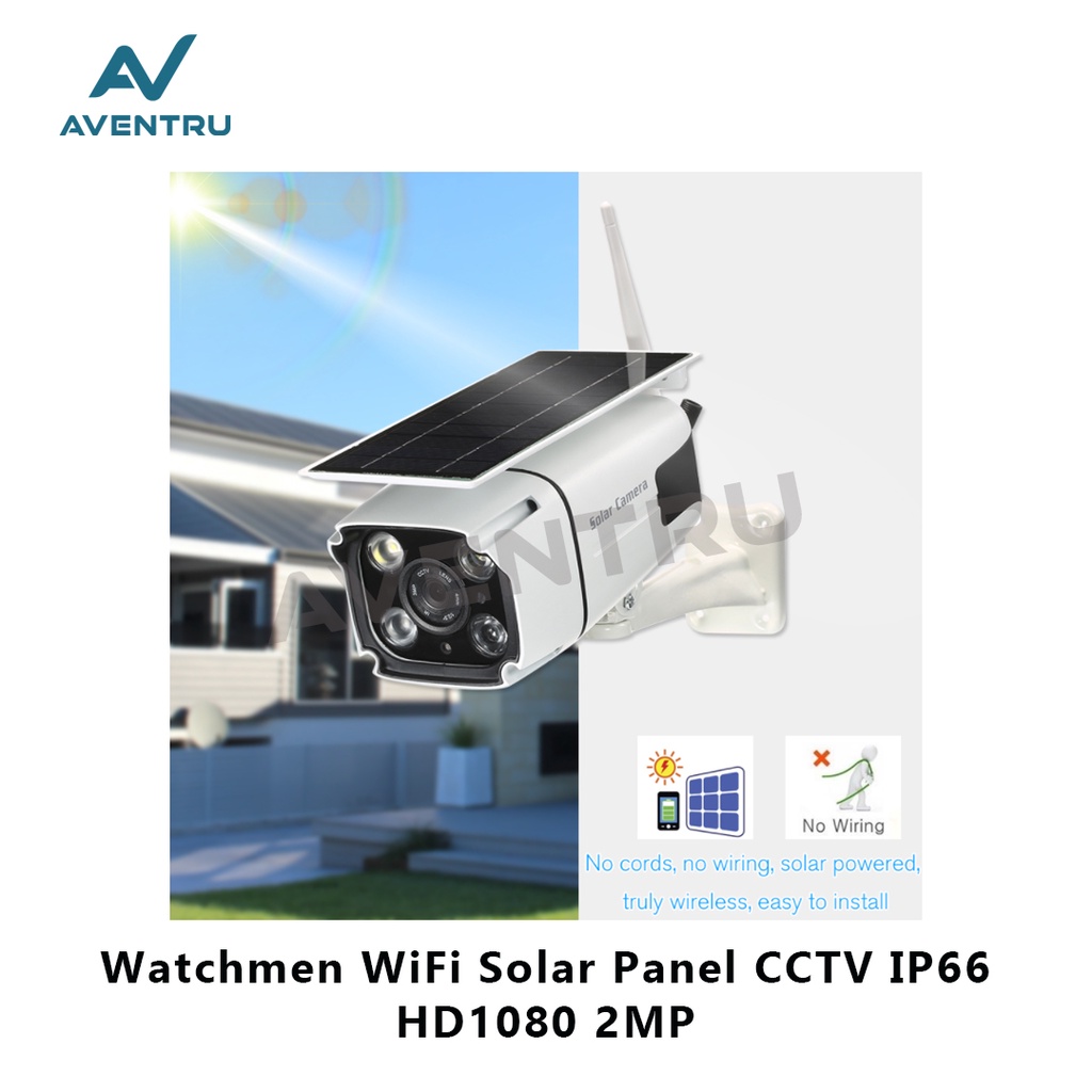 Watchmen WiFi IP Camera Outdoor Solar Panel CCTV HD 1080p 2MP