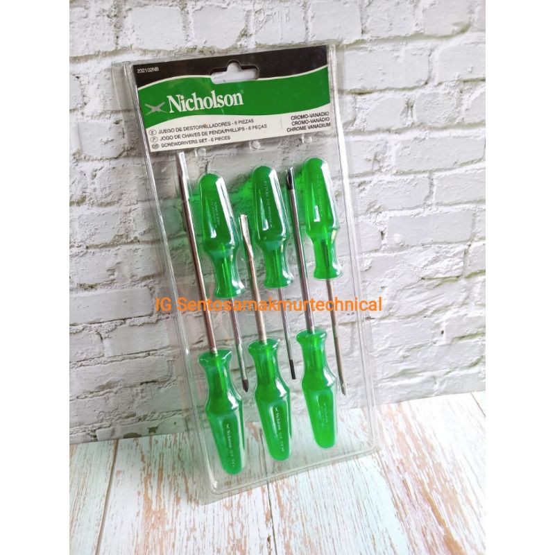 NICHOLSON 6 PCS Obeng Set Gagang Plastik 6pcs ORIGINAL BRAZIL