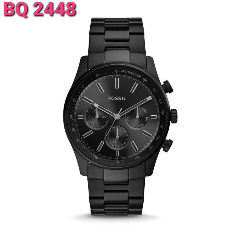 Fossil BQ2448 / BQ 2448 Original Full Black Chronograph Jam Tangan Pria