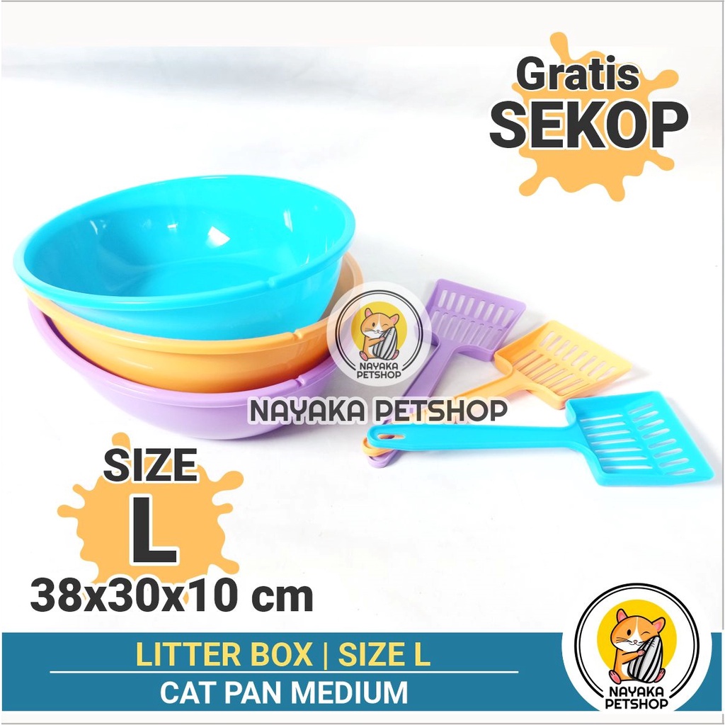 Size L Litter Box Kucing Gratis Sekop Baki Zeolit Gumpal Wangi Wood Pellet Bak Pasir Cat Toilet Kotak Kotoran Hewan