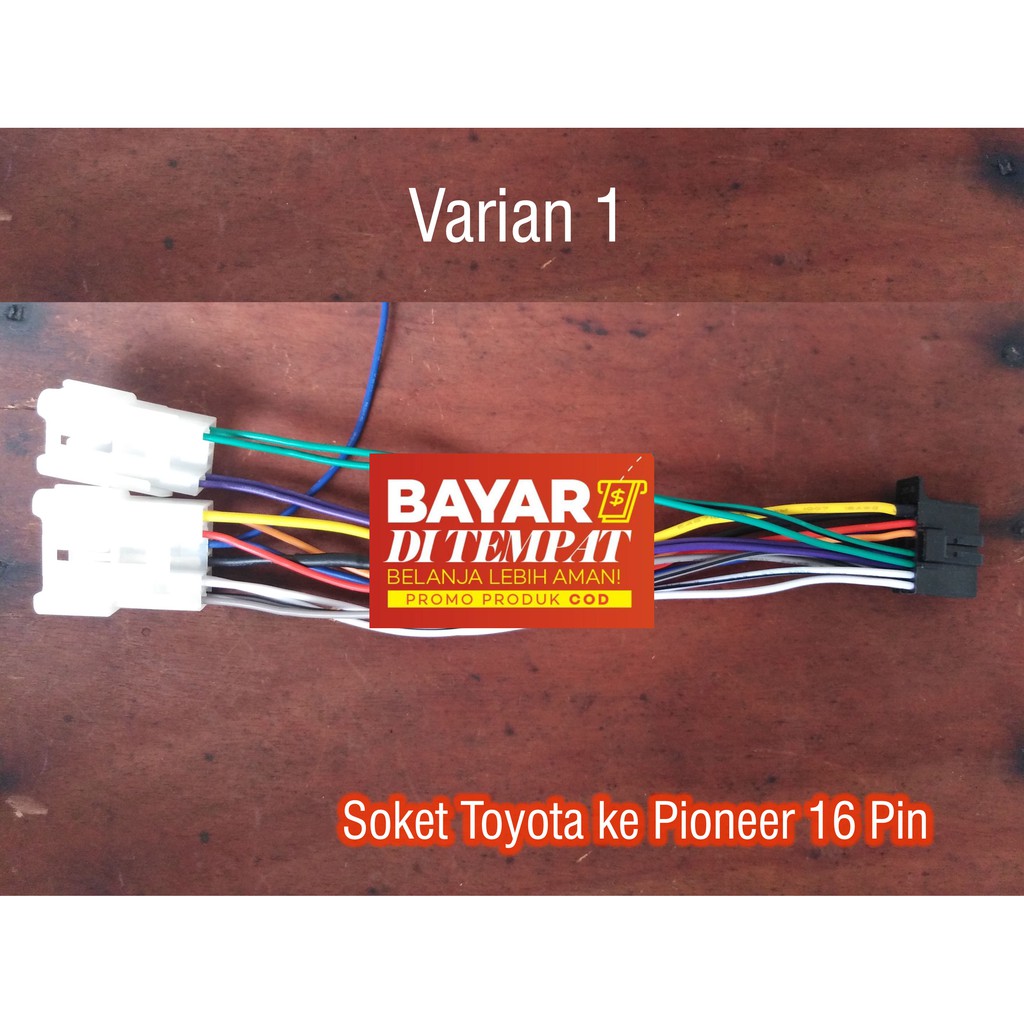 Soket PNP Toyota ke Pioneer Head Unit/ Pioneer Tape Mobil 16 Pin