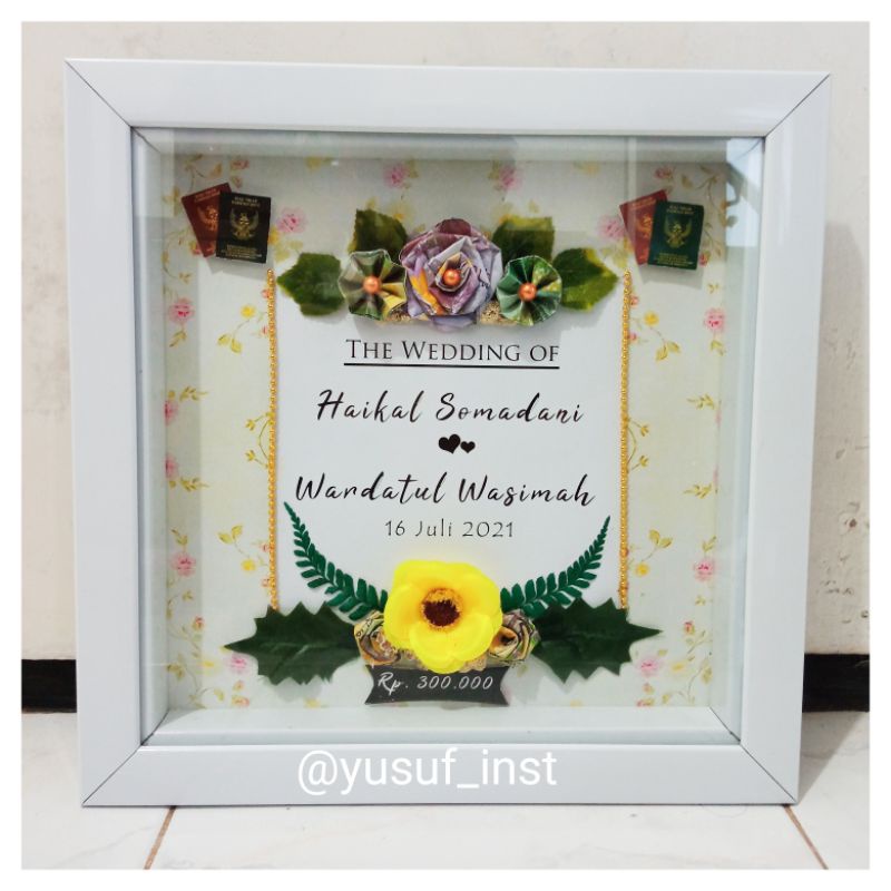 bingkai 3d scrapframe untuk kado / pernikahan minimalis putih