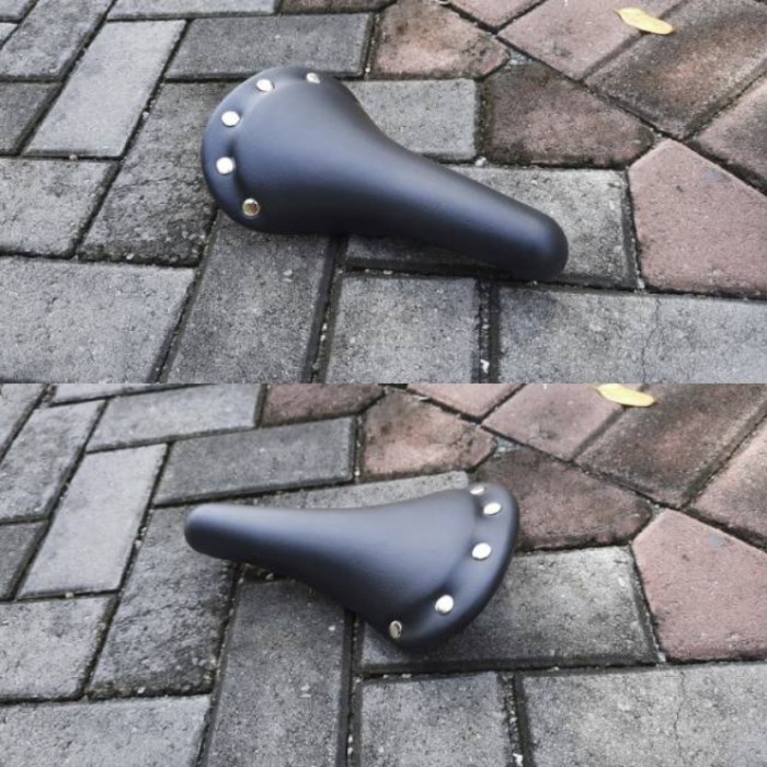 Sadel model kulit Retro Vintage Klasik Sepeda lipat Sadel leather