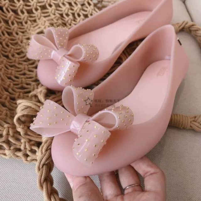 Sepatu sandal wanita melissa doll pink bintik