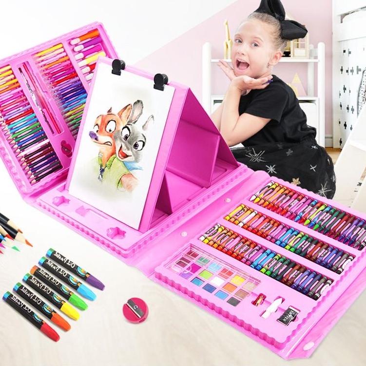 

[KODE VNYVF] Crayon Set Drawing 208 pcs/Alat anak melukis dan mewarnai art set 208 pcs