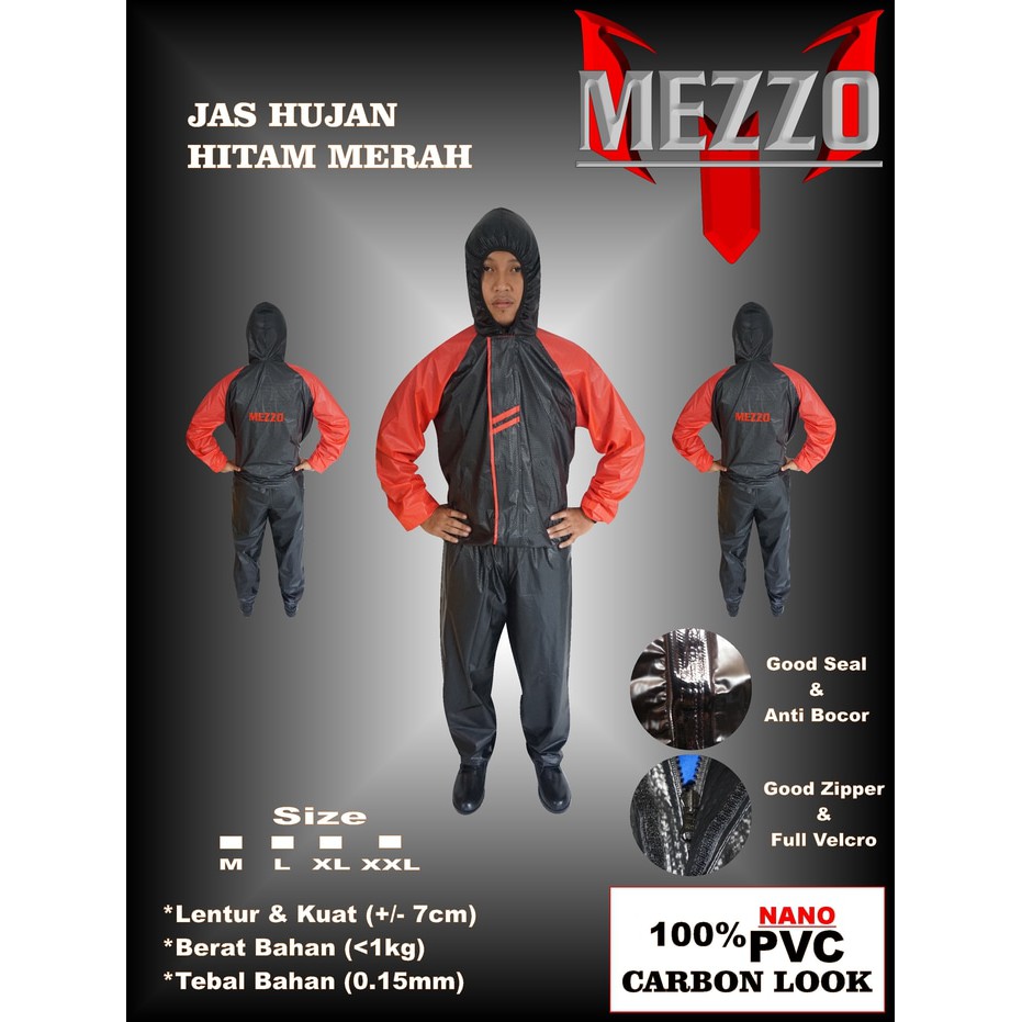 Jas Hujan Mezzo Celana Hitam/Merah