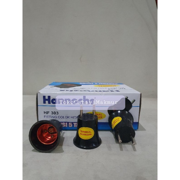 Hannochs Fitting Colok E27 Hitam HF-303 Terminal Kuningan / Plug SNI