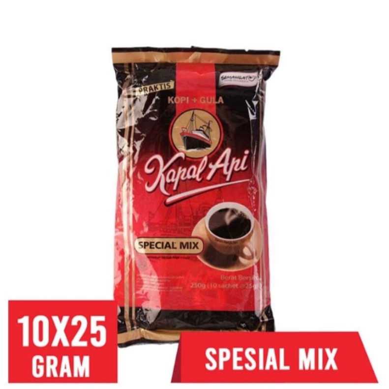 

Kapal Api Special mix Kopi Hitam plus gula 25g (isi 10 pcs )