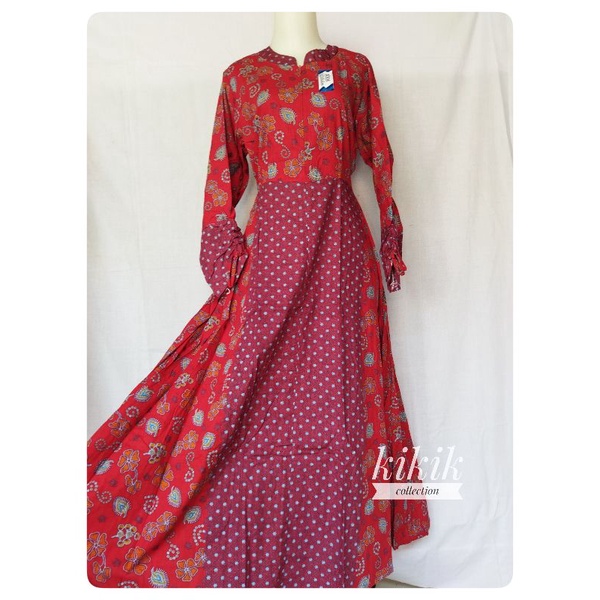 Gamis Long Dress Wanita Batik Katun Busui Friendly Pakaian Muslim Adem Murah Tunik Mojokerto Surabay