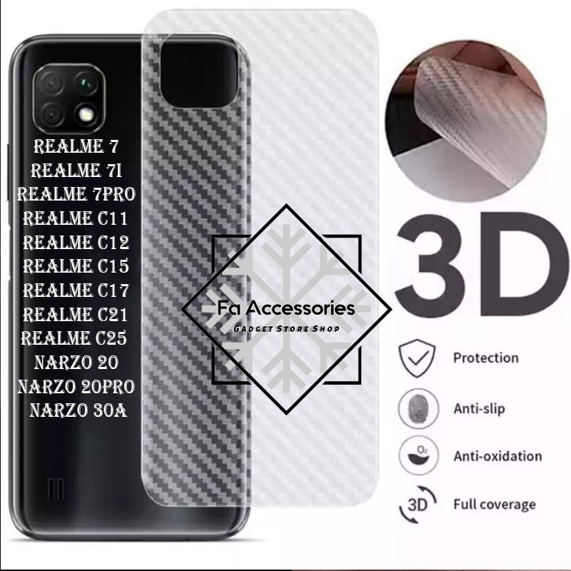 FA Skin Carbon Realme 7 7i 7pro C11 C12 C15 C17 C20 C21 C25 C21Y C25S Y S NARZO 20 20PRO 30a pro