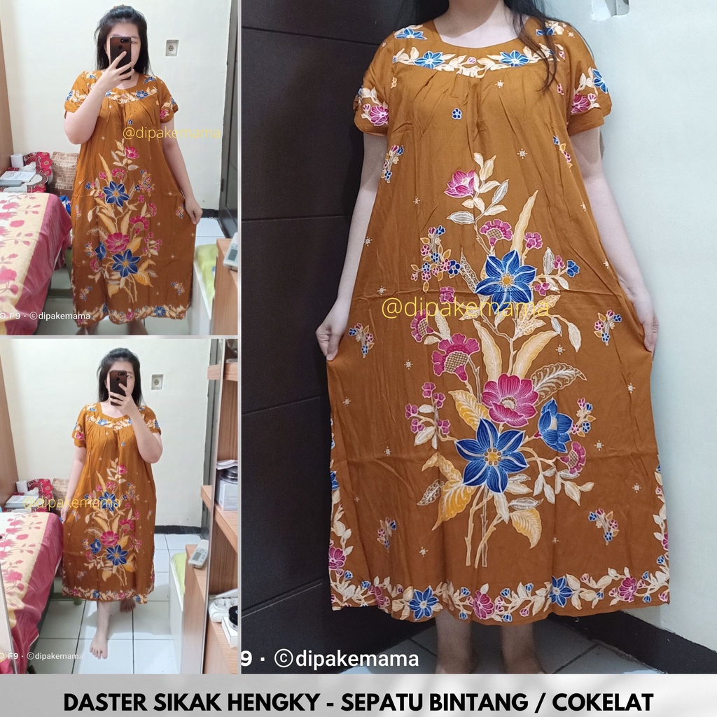 Daster Hengky Sikak ANYELIR TERBARU SEPATU BINTANG roda Baju Tidur Daster Batik Murah Harga Pabrik DASTER WANITA TERLARIS-SPT BINTANG-COKELAT
