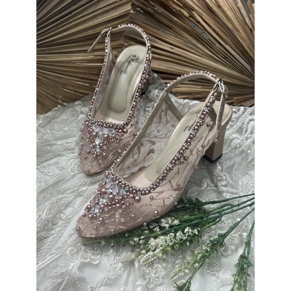 sepatu wanita wedding kiana rosegold 7cm tahu