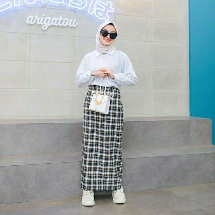 ROK SPAN KNITTED rok tartan panjang span rok kotak kotak panjang span rok kekinian panjang fashion m