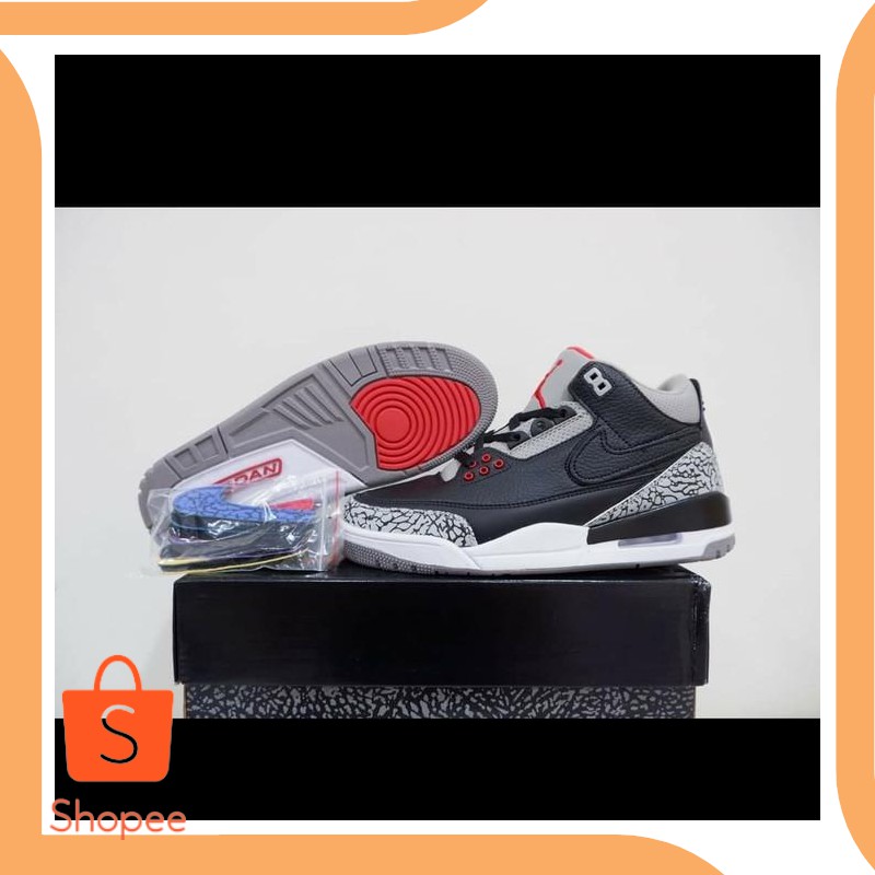 Promo suku cadang sepatu basket air jordan 3 tinker black cement 19DEZ Murah
