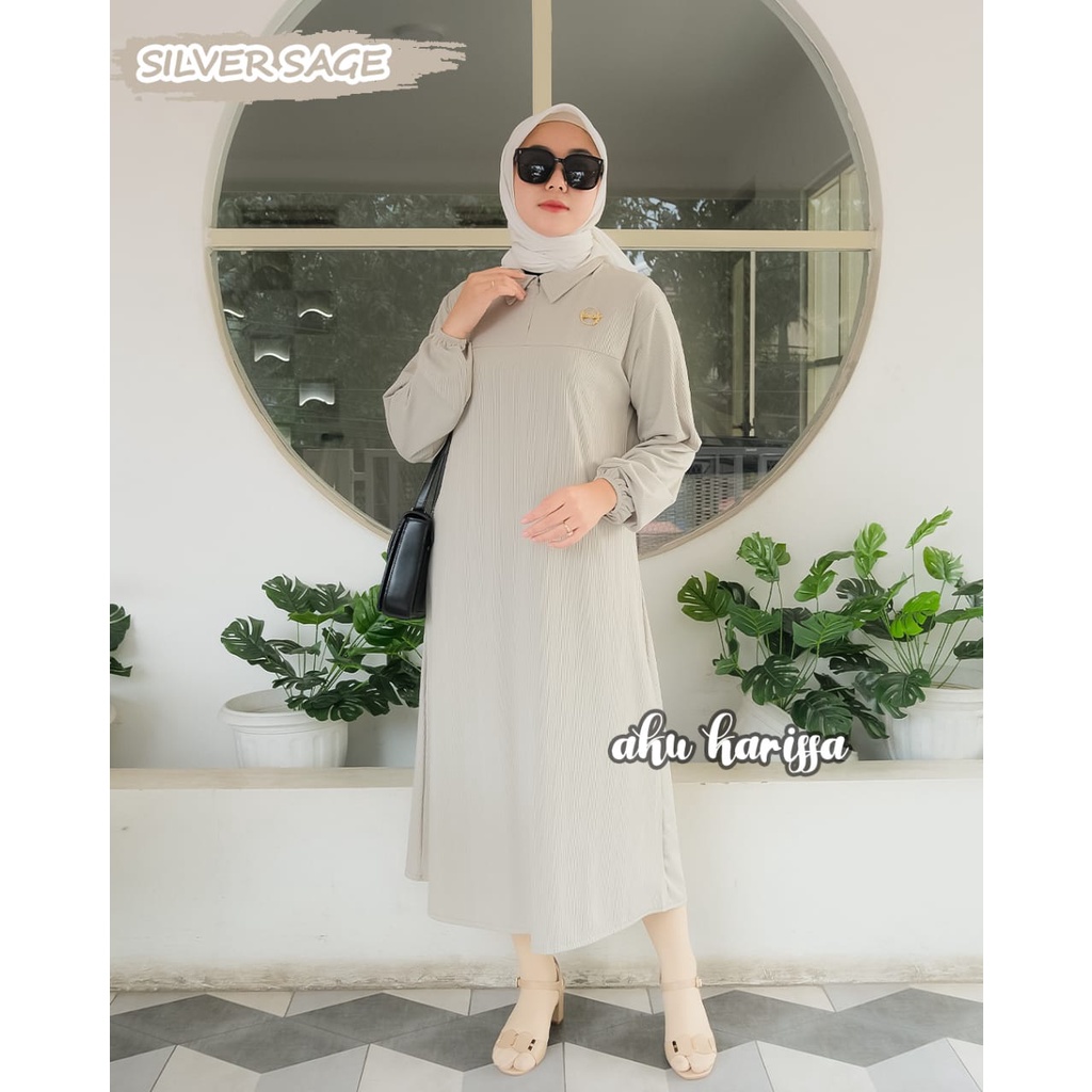 MIDI DRESS AYUDIA DAN GAMIS MELYSA AKU KARISSA ORIGINAL akukarissa dress muslim karisa busana muslimah ootd fashion terbaru lebaran busui bumil ecer grosir reseller dropship seragaman pastel shabby longdress