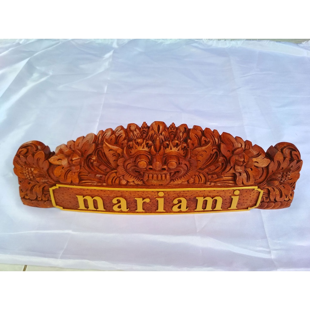 Papan nama Ukiran barong Bali nameplate ukiran handmade hiasan dekorasi