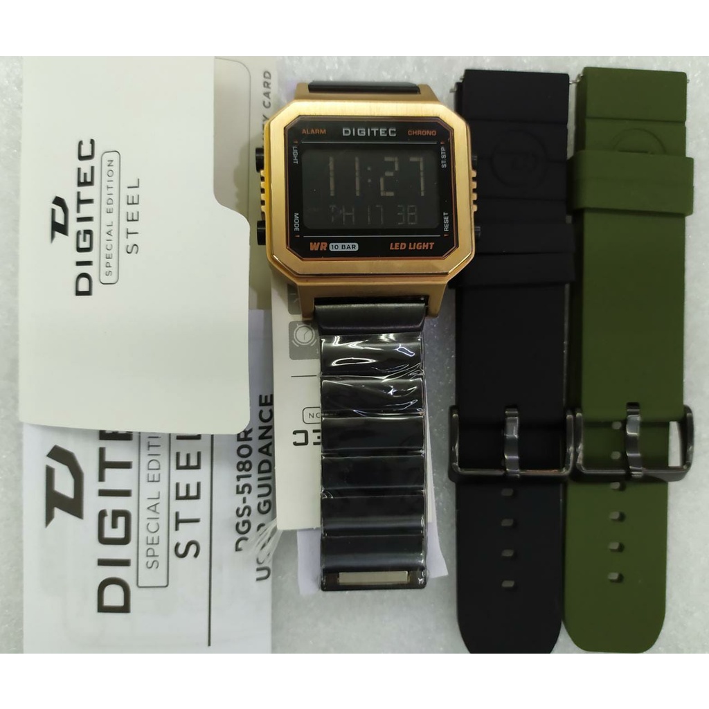 Jam Tangan Digitec Extra Straps DGS5180R DGS-5180R -BK-4 Original Murah