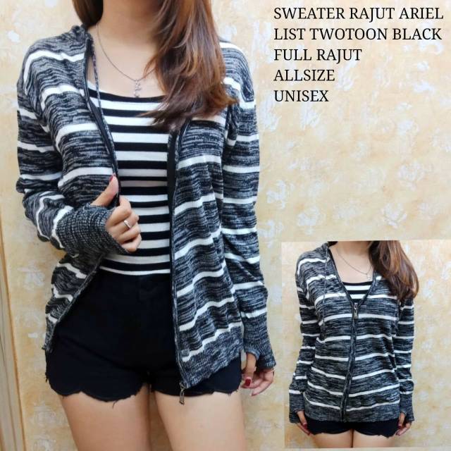 Jaket pria rajut salur tuwton