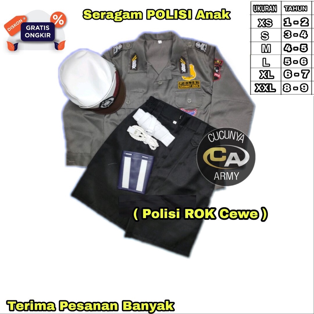 COD Baju Polisi Anak Laki Laki Baju Polisi Anak Perempuan  Seragam Profesi Anak Polisi Cilik / Pocil