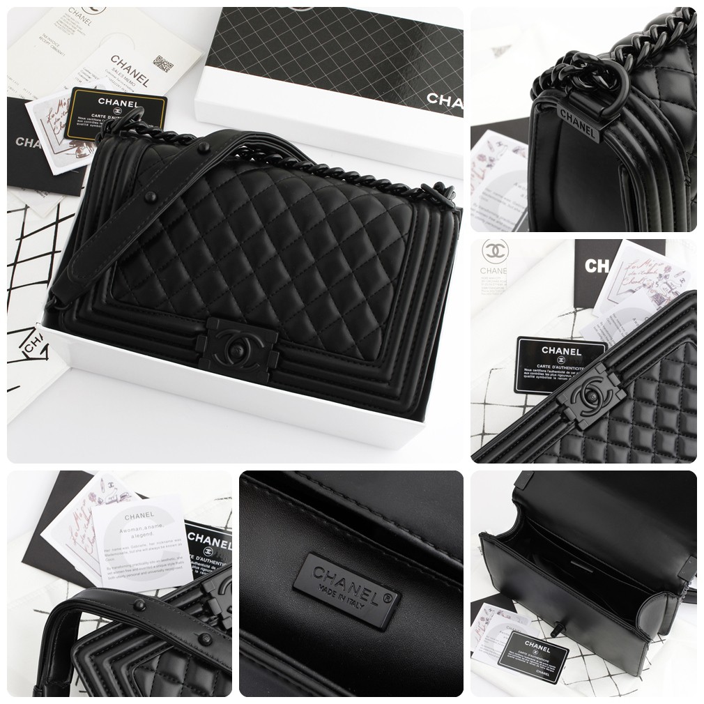 TAS WANITA-TAS IMPORT- Chanel Boy Lambskin So Black