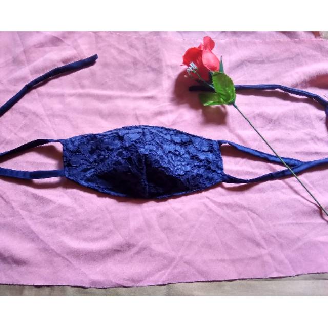 Masker Hijab Kain Brokat 2 Layer