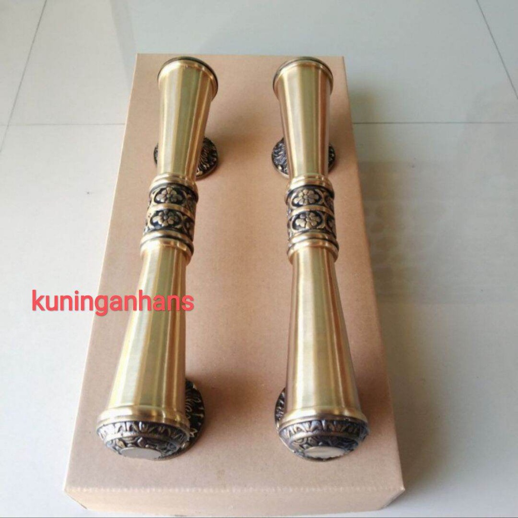 gagang pintu rumah 2 pintu mewah / handle pintu kuningan antik 33 cm