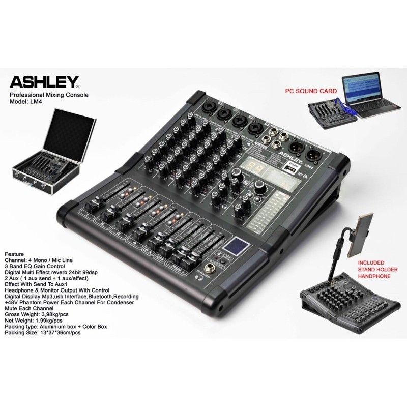 MIXER ASHLEY LM4 MIXER AUDIO 4 CHANNEL ORIGINAL