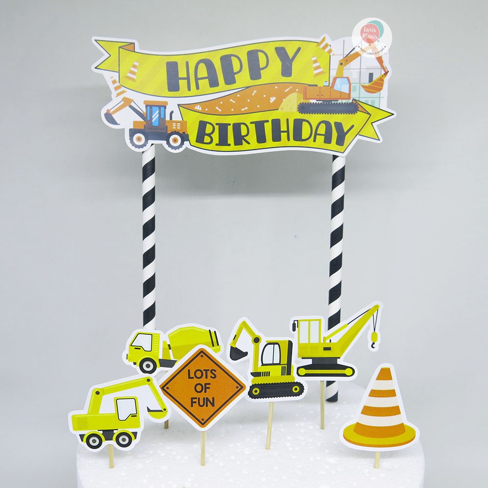 Cake Topper Hiasan Kue Ulang Tahun Ultah Construction / Excavator