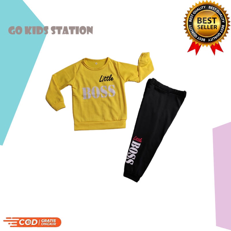 BAYAR DITEMPAT-COD-SET SWEATER LITLLE BOSS-SET SWEATER UNISEX-SET SETELAN SWEATER  ANAK LUCU-GO KIDS