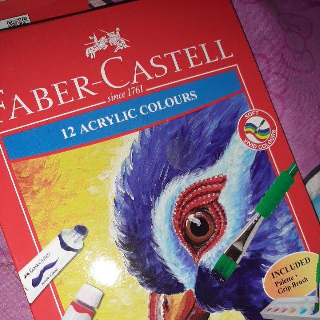  FABER  CASTELL  CAT  AKRILIK  CAT  LUKIS 12 WARNA ACRYLICS 