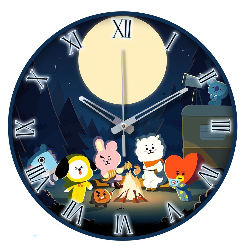 Jam dinding BTS - kode BT21 30cm diameter sweepmovement