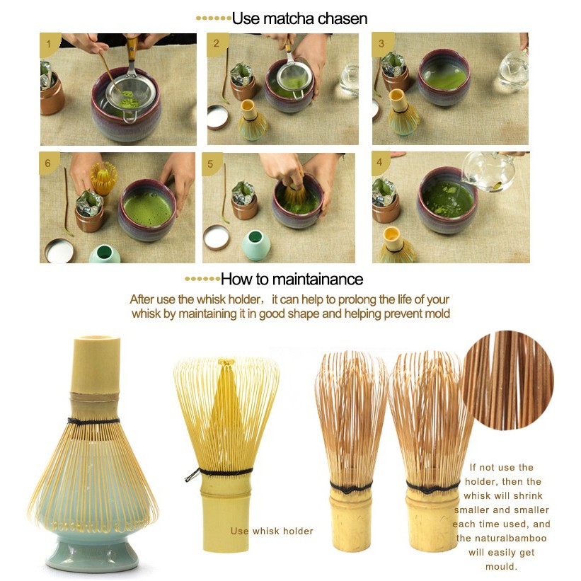 Chasen Matcha Green Tea Whisk Bamboo Powder Holder - Kuas Pengaduk Atau Alat Shaker Manual Bambu