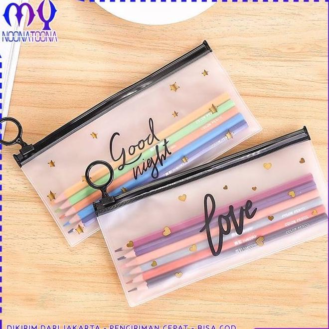 

Tempat Pensil Pouch Transparan Ziplock Karakter Serbaguna Pencil Case