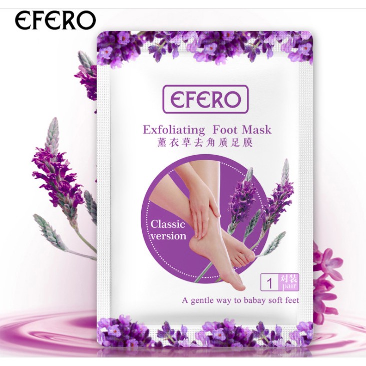 EFERO EXFOLIATING FOOT MASK masker kaki Bunga Lavender Angkat Kulit Mati (1 Pasang)