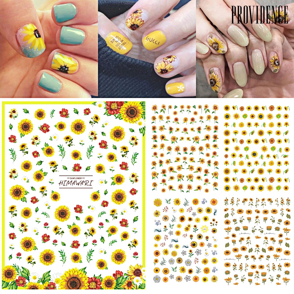 Providence Nail Sticker Sunflower Shape 3D Effect Ultra Thin Blossom Floral Nail Art Water Decals for Female