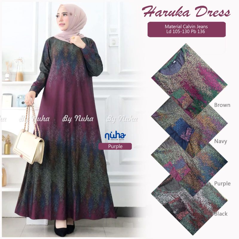 Danar Maxy Gamis Dress Super Jumbo Big Size Melar Sampai LD 150 cm Bahan Calvin Jeans