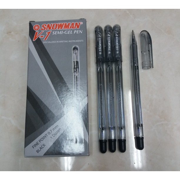 

[SATUAN] BEST SELLER PULPEN BOLPOIN SNOWMAN V-1 HITAM MEDIUM POINT