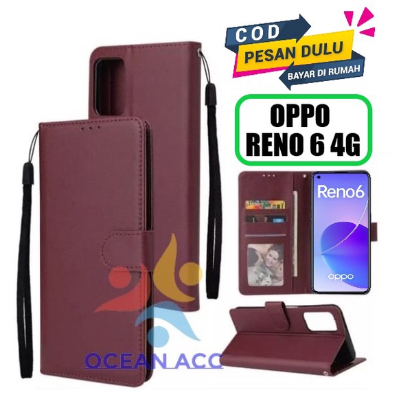 DOMPET HP UNTUK OPPO RENO 6 (4G) NEW LEATHER FLIP WALLET UNTUK OPPO RENO 6 (4G) NEW