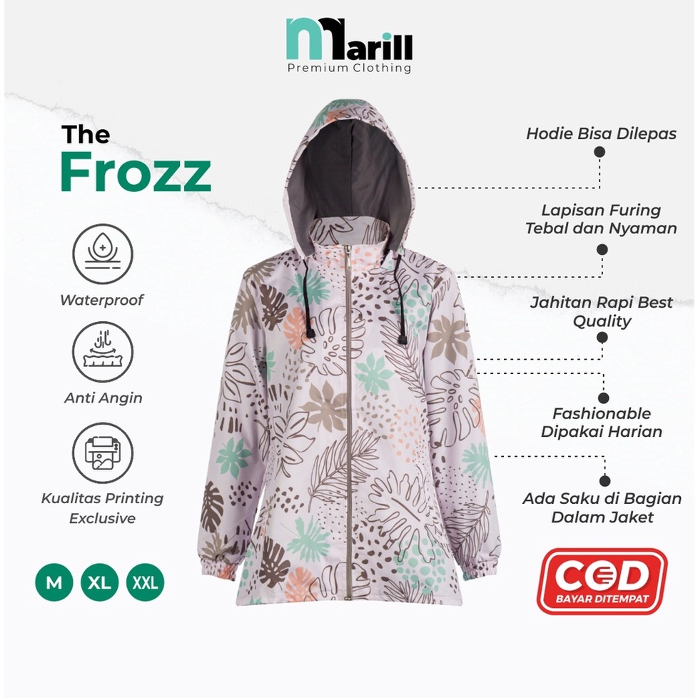 Jaket Parasut Wanita Kekinian Zipper Anti Air Angin Windbreaker Motor Motif Printing