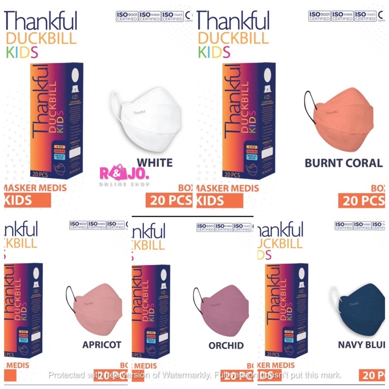 Masker Thankful Duckbill Kids Masker Medis 4ply isi 20 pcs