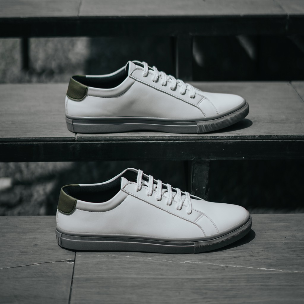 Senna White Grey | Sneakers Casual Sepatu Putih Abu Polos Ori Pria Cowok Sneaker | Oxwalker x FORIND