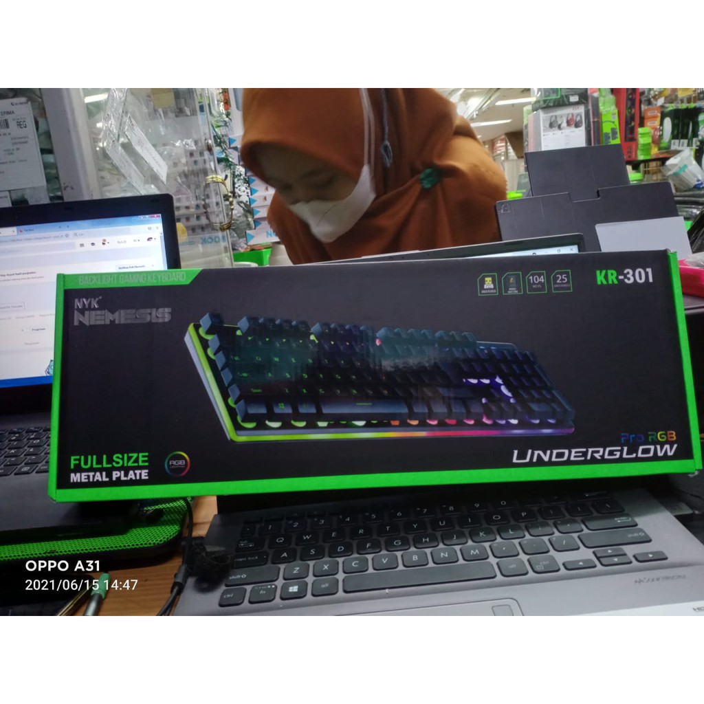 NYK KR 301 UNDERGLOW Full Size Metal Plate Gaming Keyboard with RGB 100% original nyk