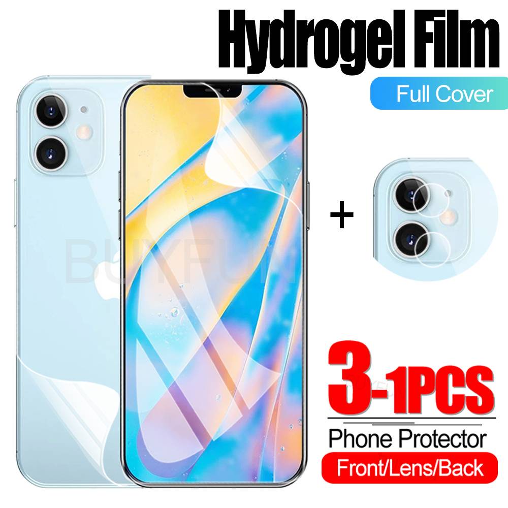 Film Pelindung Layar Depan Belakang Hydrogel Untuk Iphone 11 12 Pro Max Mini 7 8 Plus X Xs Max Xr Se 2020