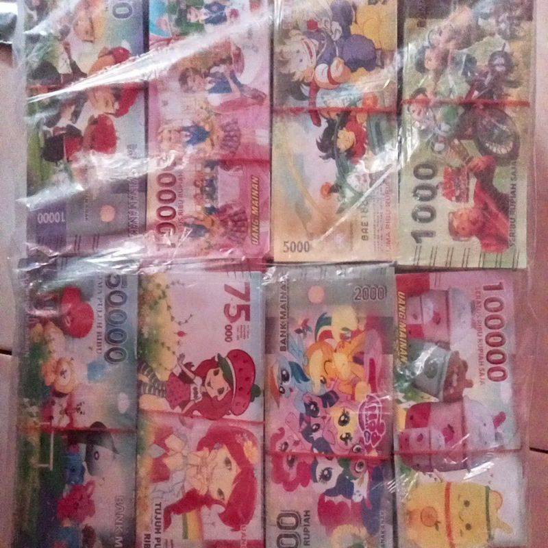 Mainan uang uangan karakter Perpack isi  200 lmbr