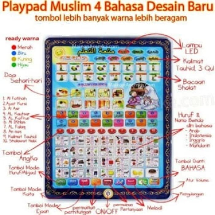 PLAYPAD - MAINAN ANAK PLAYPAD MUSLIM LED 4 BAHASA MURAH - IPAD Arab Anak