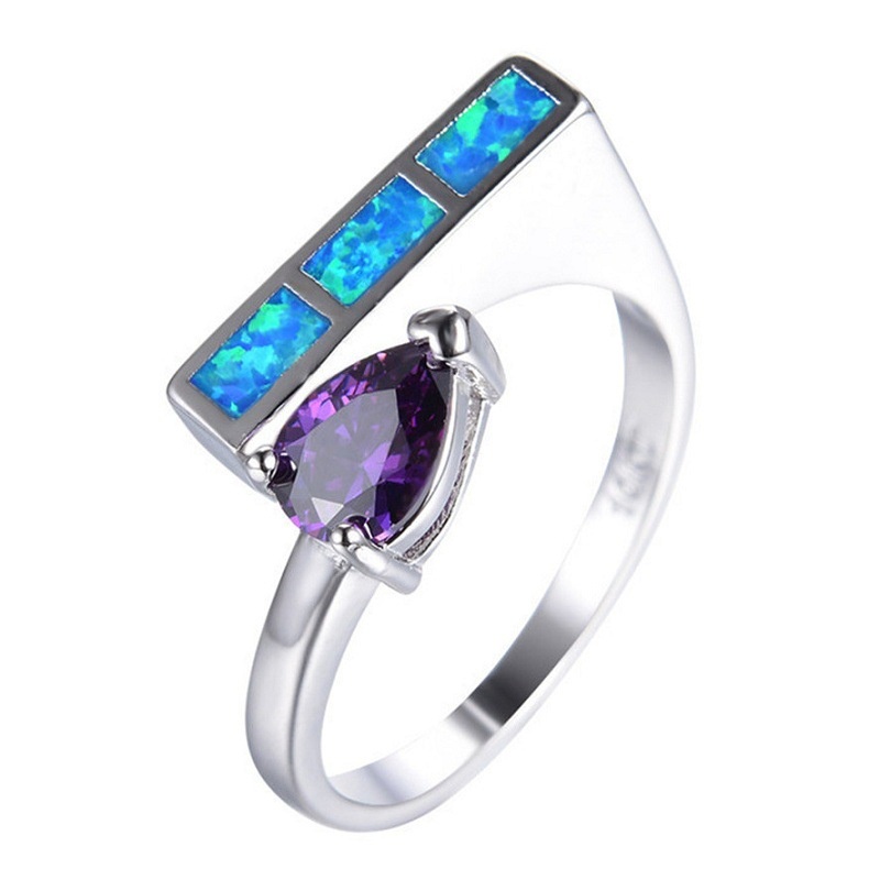 New European and American fashion women's ring cross-border long love opal ring