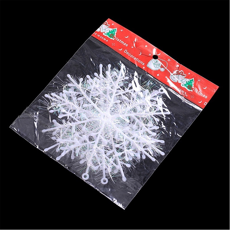 30pcs Ornamen Desain Snowflakes Bahan Plastik Untuk Dekorasi Pohon Natal