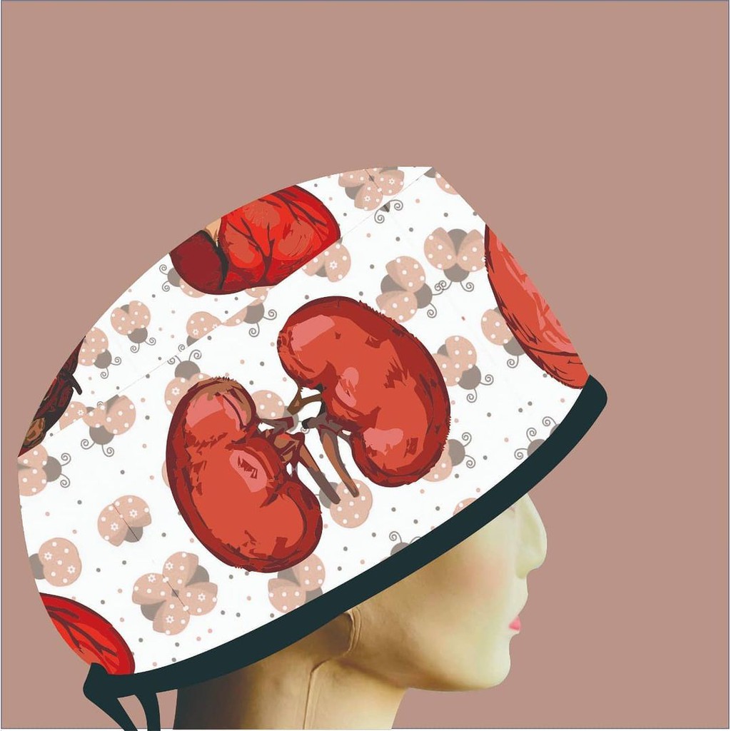 Head Cap /Topi Medis / Scrub Hat / Surgical Cap / Topi Dokter Custom Printing Motif Internist 2