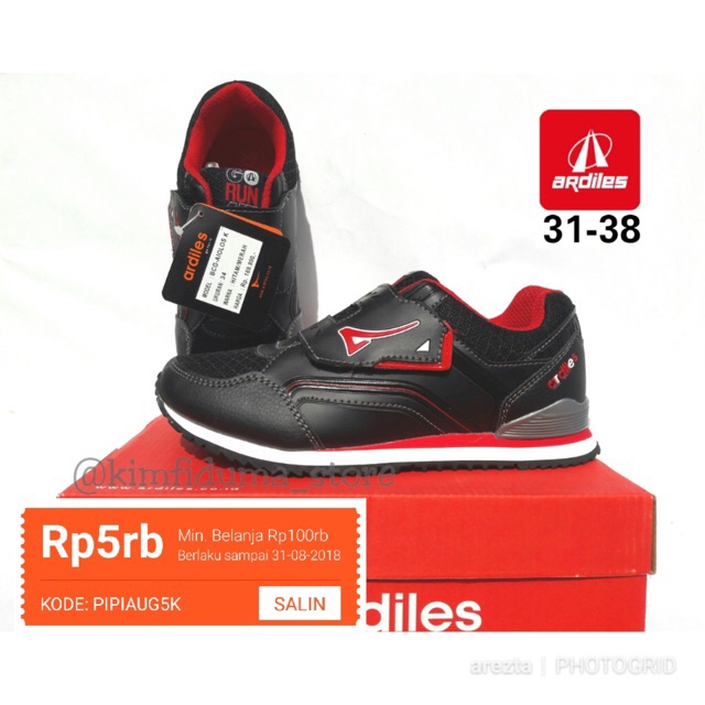 Sepatu sekolah perekat ardiles aiolos size 31-38